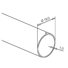Chrom Design Rohr  19.0 mm - ganze Lnge 200 cm