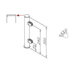 Hustenschutz Pfosten 20-150-25 90 - Rohr  25.4 mm - Messing matt Optik