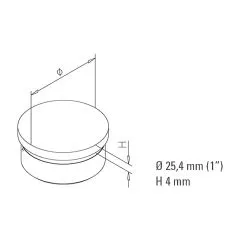 Messing matt Design Rohr 25,4 mm Endkappe flach