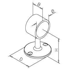 Chrom Design End-Rohrhalter fr Rohr 25,4 mm