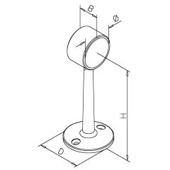 Chrom Design Rohrhalter lang fr Rohr 25,4 mm