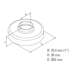 Messing matt Design Rohr 25,4 mm Abdeckkappe Innenrohrflansch