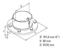 Chrom Design Rohr 101,6 mm Wand- & Bodenflansch