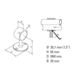 Messing matt Design Rohrhalter fr Rohr 38,1 mm