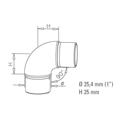 Chrom Design Rohrbogen 90 fr Rohr 25,4 mm