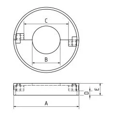 Edelstahl Rosette fr Rohr & Nutrohr  48,3 mm - Zweiteilig