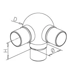Chrom Design Rohr 38,1 mm Kugelrohrverbinder 90+1x90