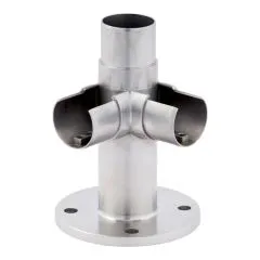 Edelstahl Bodenhalterung Eckwinkel Nutrohr  48,3 mm