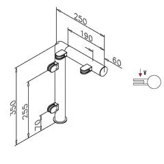 Hustenschutz Pfosten 20-130-38 rechts - Rohr  38.1 mm - Messing matt Optik