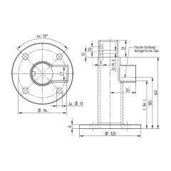 Edelstahl Bodenhalterung Endstck fr Nutrohr  48,3 mm