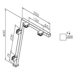 Hustenschutz Pfosten 20-122-20 links - Rohr 20x20 mm - Edelstahl Design