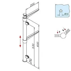 Hustenschutz Pfosten 20-112-38 45 - Rohr  38.1 mm - Messing matt Optik