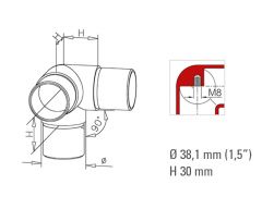 Chrom Design Rohrverbinder 3x90 fr Rohr 38,1 mm
