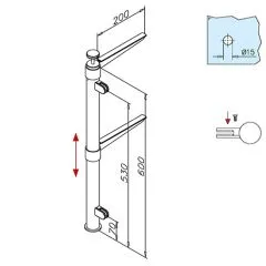 Hustenschutz Pfosten 20-112-38 rechts - Rohr  38.1 mm - Messing matt Optik