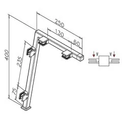 Hustenschutz Pfosten 20-122-20 mitte - Rohr 20x20 mm - Edelstahl Design