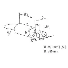 Chrom Design Abstandshalter flach fr Rohr 38,1 mm