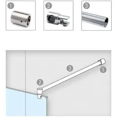 Edelstahl Design - 19mm - 1.000mm - Duschwand-Stabilisationsset 90