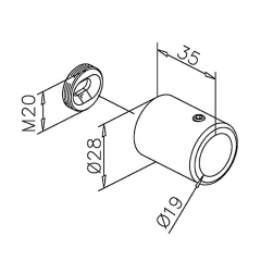 Edelstahl Design - 19mm - 1.000mm - Duschwand-Stabilisationsset 90