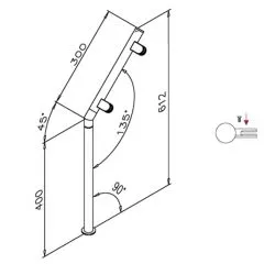 Hustenschutz Pfosten 20-171-25 links - Rohr  25.4 mm - Messing matt Optik