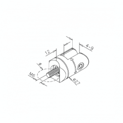 Messing Design Scharnier-Adapter - Glas 4-9 mm - Rohr  38.1 mm