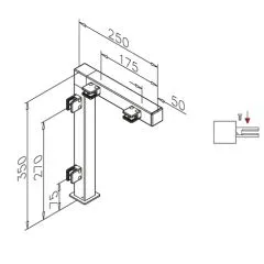 Hustenschutz Pfosten Edelstahl 20x20 - 20-132120 - links