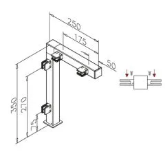 Hustenschutz Pfosten 20x20 - 20-13220 mitte - Edelstahl matt Design