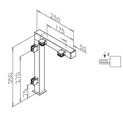 Hustenschutz Pfosten Edelstahl 20x20 - 20-132320 - rechts