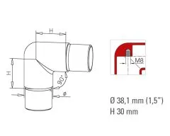 Anthrazit Design Rohrwinkel 90 fr Rohr 38,1 mm