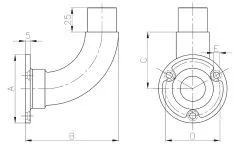 Edelstahl Flanschbogen fr Edelstahlrohr 33,7 mm