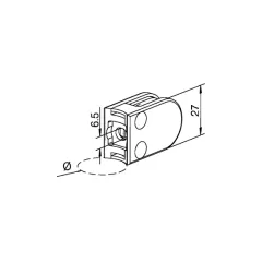 Messing Design Glasklemme 27 - Rohr 38,1 mm - Glas 6-8,76 mm