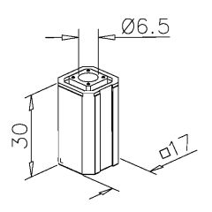Rohradapter fr Vierkantrohr 20x20 mm