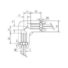 Edelstahl matt V2A Glasverbinder 28 - 90 - Glas 6-12.76mm