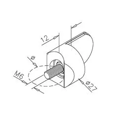 Anthrazit Design Anschlag-Adapter fr Glas 4-9mm und Rohr  38.1 mm