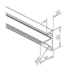 Glasplattenprofil Alu poliert 50x40 mm - Zuschnitt