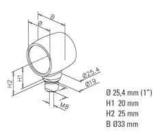 Anthrazit Design Rohradapter 25,4mm -> 25,4mm & 19,0mm