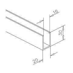 Alu U-Profil 30x20x30mm Chrom Design - ganze Lnge 200 cm