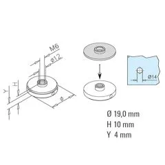 Chrom Design Rohr 19,0 mm Zier-Abschlussscheibe M6