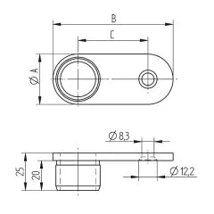 Edelstahl Anschraublasche fr Edelstahlrohr  33.7 mm