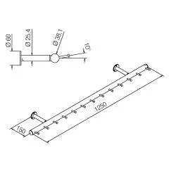 Wurstgehnge 20-7100-125 - Rohr  38.1 mm - Edelstahl Design - 1.250 mm