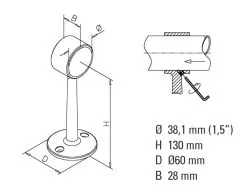 Edelstahl Rohrhalter fr Edelstahlrohr 38,1 mm
