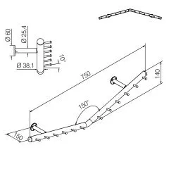 Wurstgehnge 20-7130-075 - Rohr  38.1 mm - Edelstahl Design - 750 mm