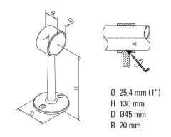 Edelstahl Rohrhalter fr Edelstahlrohr 25,4 mm