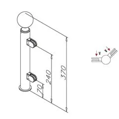 Hustenschutz Pfosten 20-140-25 45 - Rohr  25.4 mm - Messing matt Optik