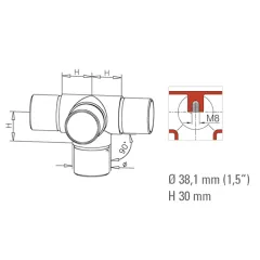 Messing matt Design Rohrverbinder 4x90 fr Rohr 38,1 mm