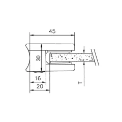 Messing Design Glasklemme - 21 - Rohr 38,1 mm - Glas 6-10 mm