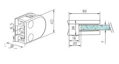 Chrom Design Glasklemme - 20 - Rohr 38,1 mm - Glas 6-8 mm