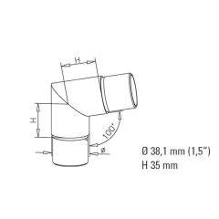 Messing matt Design Rohrwinkel 80 fr Rohr 38.1 mm