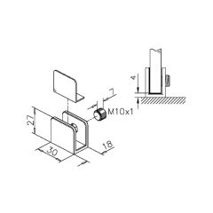 Glasplattentrger 221210 Chrom Design Glas 06-08 mm Wandmontage