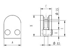 Edelstahl V2A Glasklemme - 12 - Flachmontage - Glas 6-8 mm