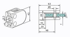 Edelstahl V2A Glasklemme - 22 - Flachmontage - Glas 6-10 mm